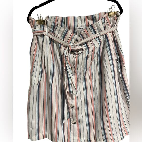 Unbranded  paper bag waist multi color striped skirt sz16 - Picture 1 of 5